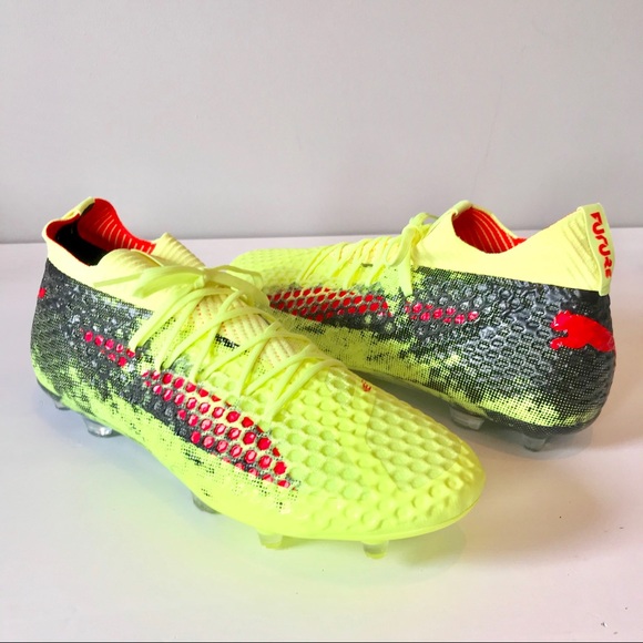 Puma Future 18.1 Netfit mens soccer cleats boots FG AG green yellow 12.5 13 14